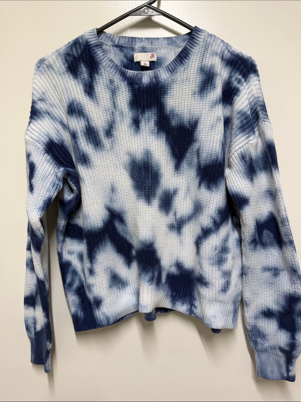SO Blue & White Tie-Dye Crewneck Sweater